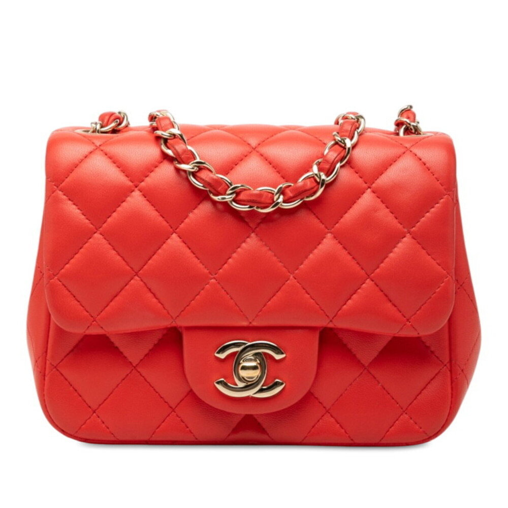 Chanel Mini Matelassรฉ 17 Coco Mark Chain Shoulder Bag, Red with Gold Hardware...